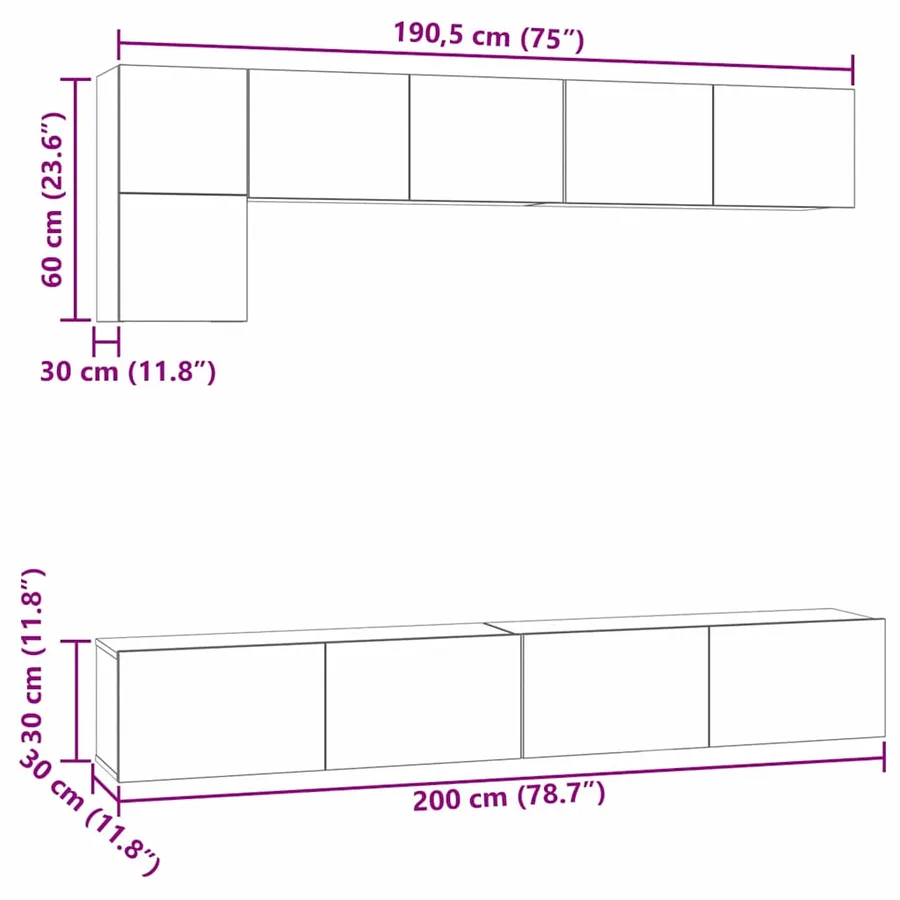 Ensemble meuble TV 5 pcs Chêne noir Bois d'ingénierie - 14