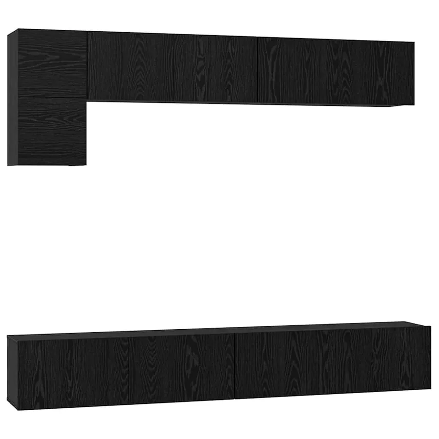 Ensemble meuble TV 5 pcs Chêne noir Bois d'ingénierie - 2