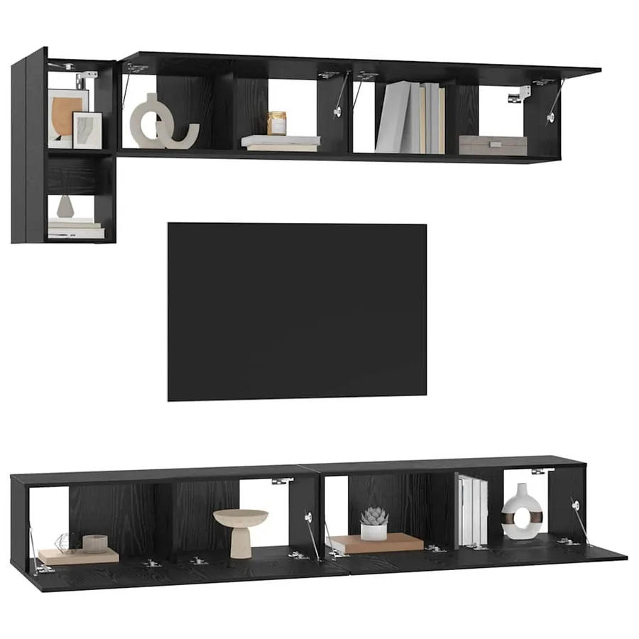Ensemble meuble TV 5 pcs Chêne noir Bois d'ingénierie - 3