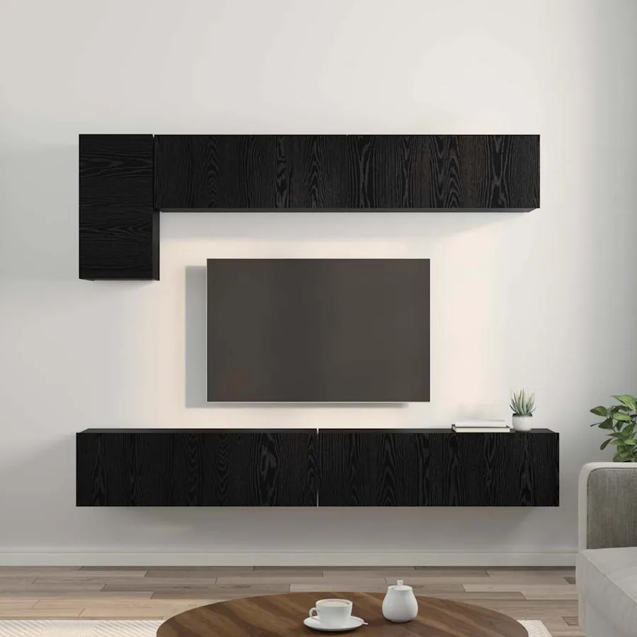 Ensemble meuble TV 5 pcs Chêne noir Bois d'ingénierie - 4