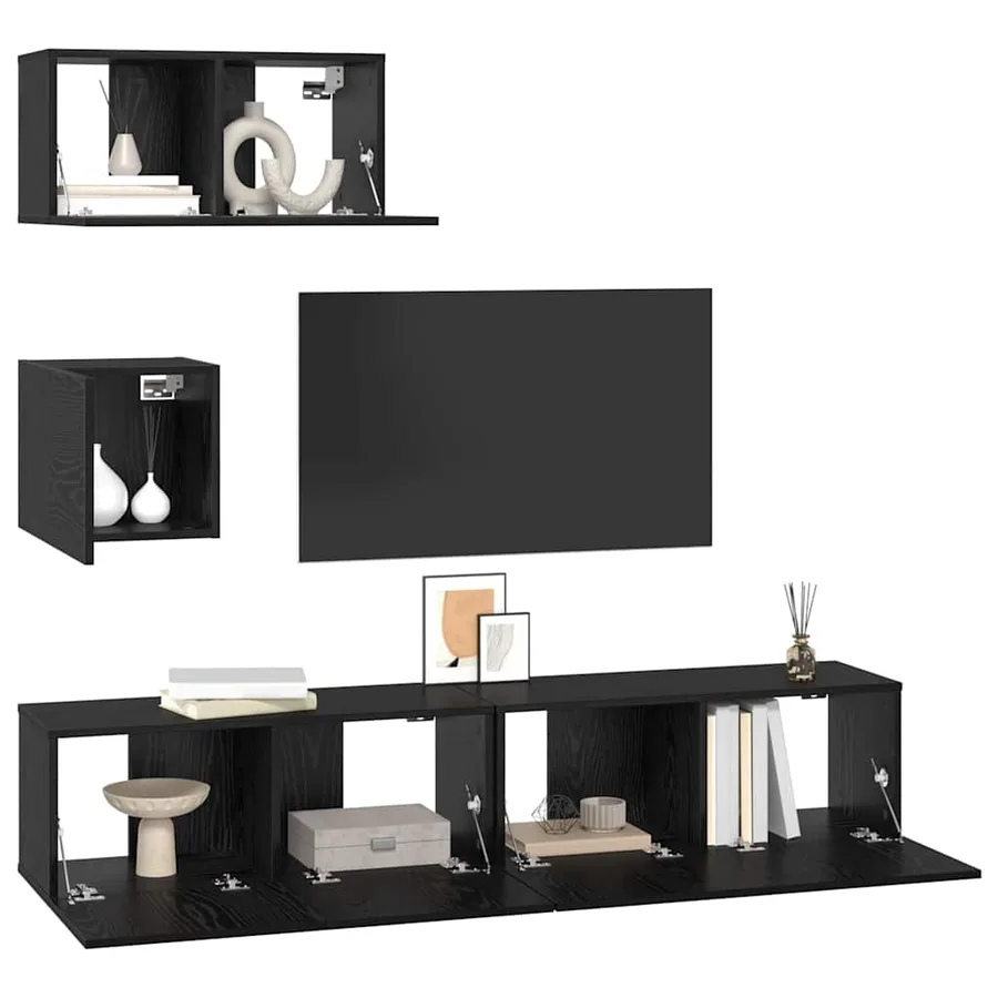 Ensemble meuble TV 4 pcs Chêne noir Bois d'ingénierie - 3