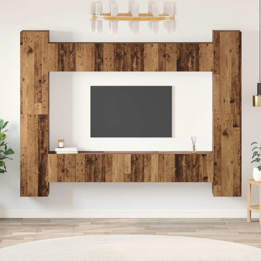 Ensemble meuble TV 10 pcs Bois Ancien 30,5 x 30 x 90 cm