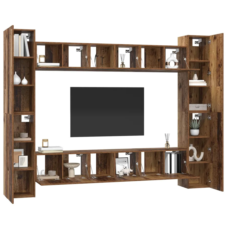 Ensemble meuble TV 10 pcs Bois Ancien 30,5 x 30 x 90 cm - 3