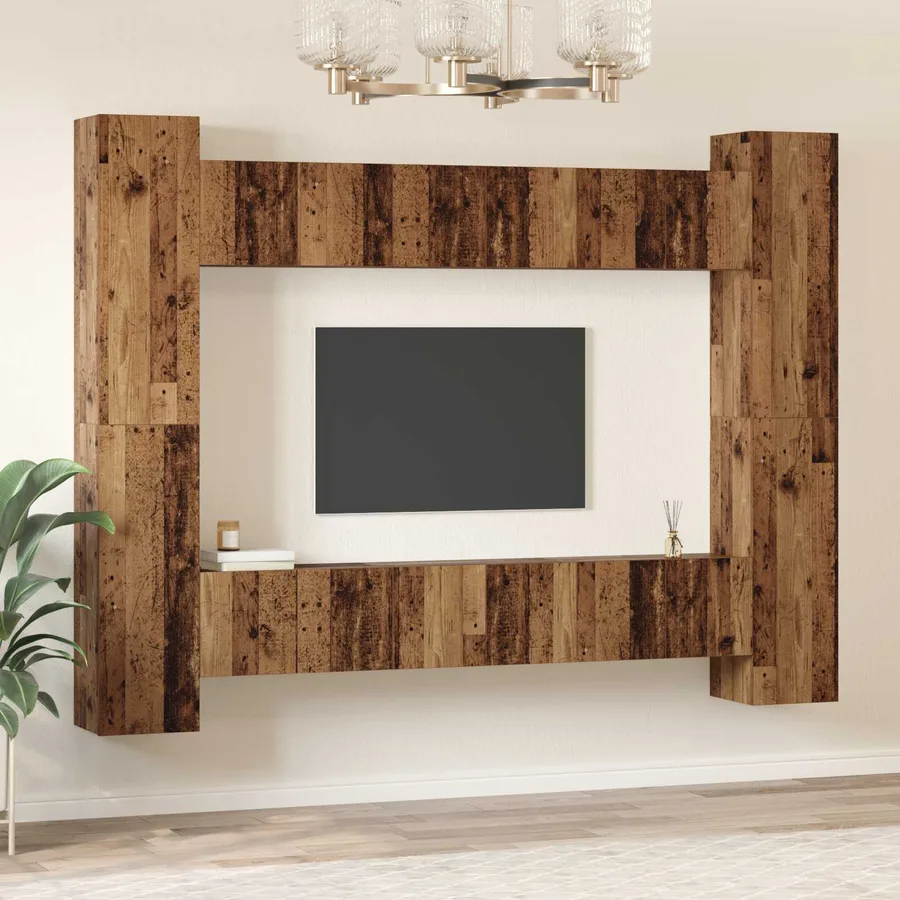 Ensemble meuble TV 10 pcs Bois Ancien 30,5 x 30 x 90 cm - 4