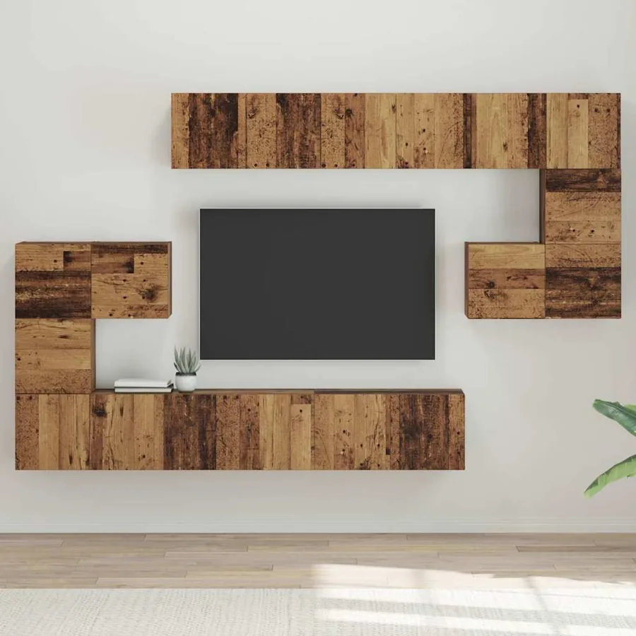 Ensemble meuble TV 10 pcs Bois Ancien Bois d'ingénierie