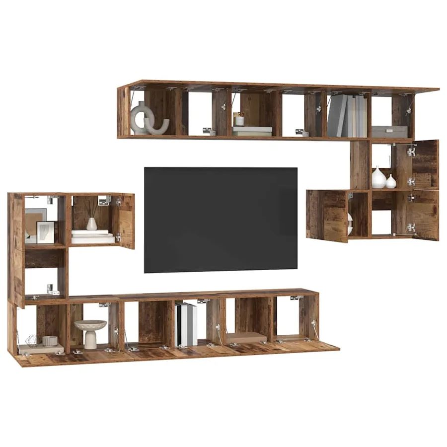 Ensemble meuble TV 10 pcs Bois Ancien Bois d'ingénierie - 3
