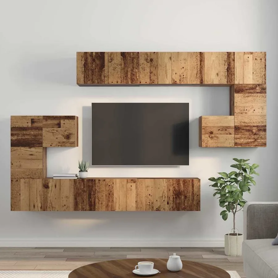 Ensemble meuble TV 10 pcs Bois Ancien Bois d'ingénierie - 4