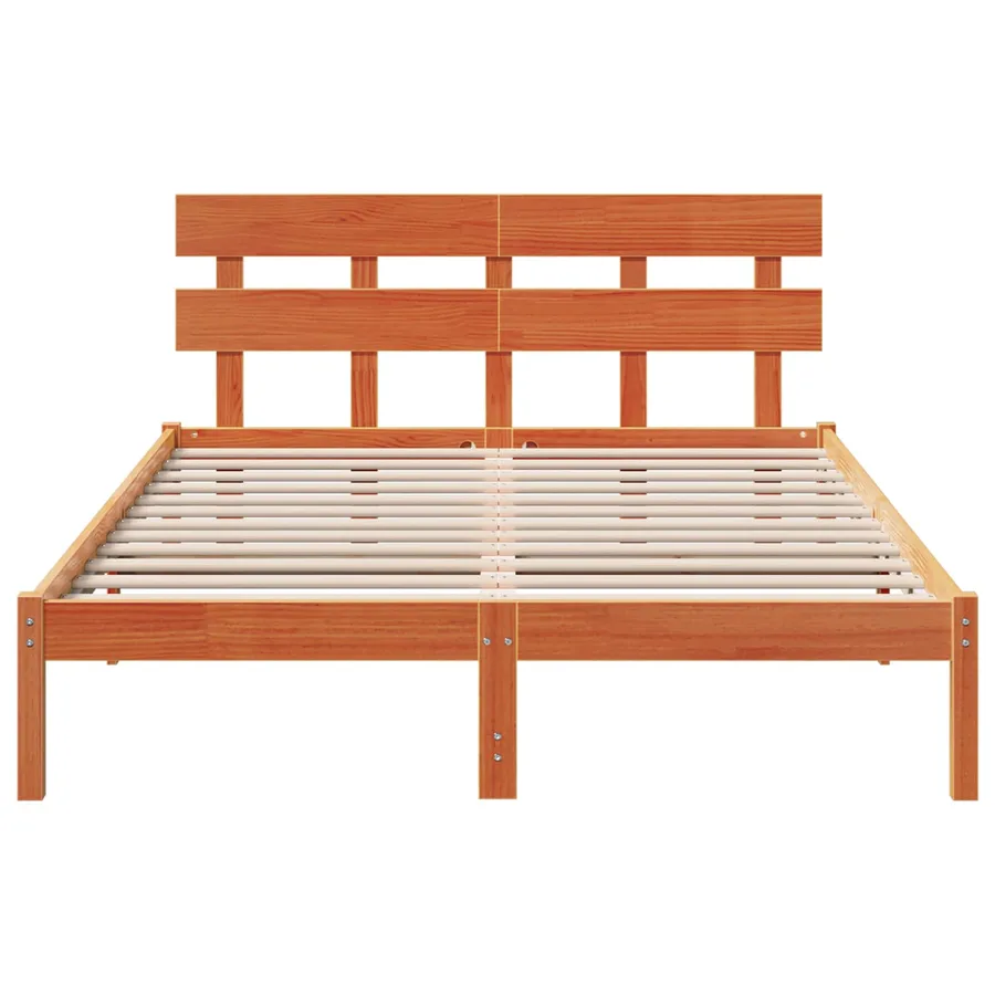 Cadre de lit Marron 140 x 200 cm Bois de pin massif - 3