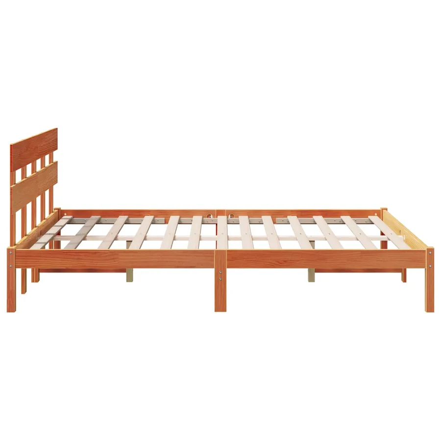 Cadre de lit Marron 140 x 200 cm Bois de pin massif - 5