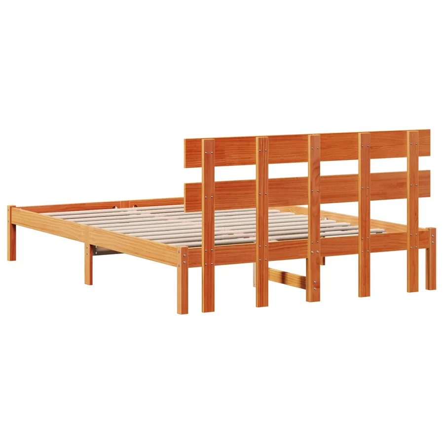 Cadre de lit Marron 140 x 200 cm Bois de pin massif - 8