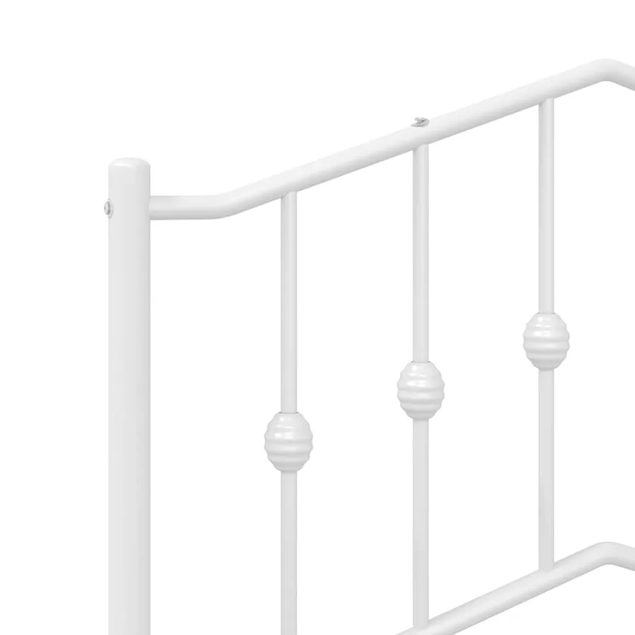 Cadre de lit métal sans matelas et pied de lit blanc 100x200 cm - 9