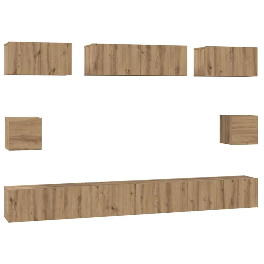 Ensemble meuble TV 8 pcs Chêne artisanal Bois d'ingénierie - 2