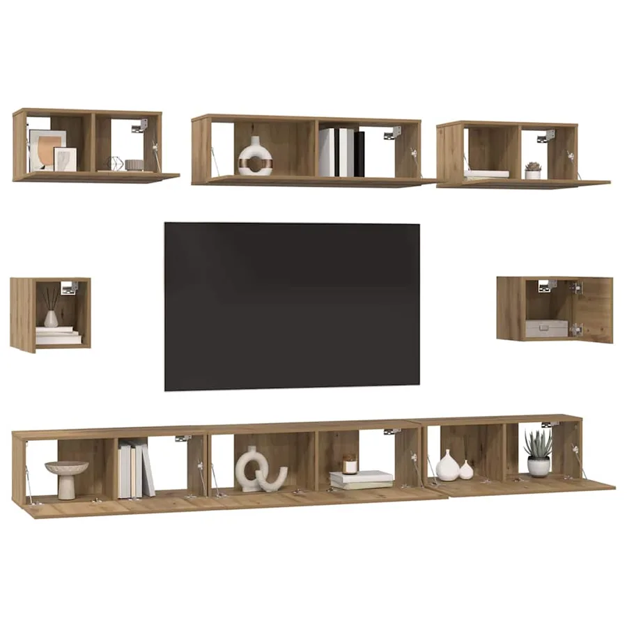 Ensemble meuble TV 8 pcs Chêne artisanal Bois d'ingénierie - 3