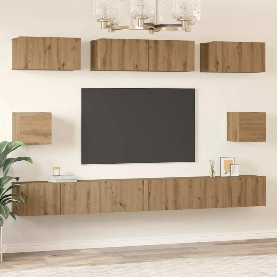 Ensemble meuble TV 8 pcs Chêne artisanal Bois d'ingénierie - 4