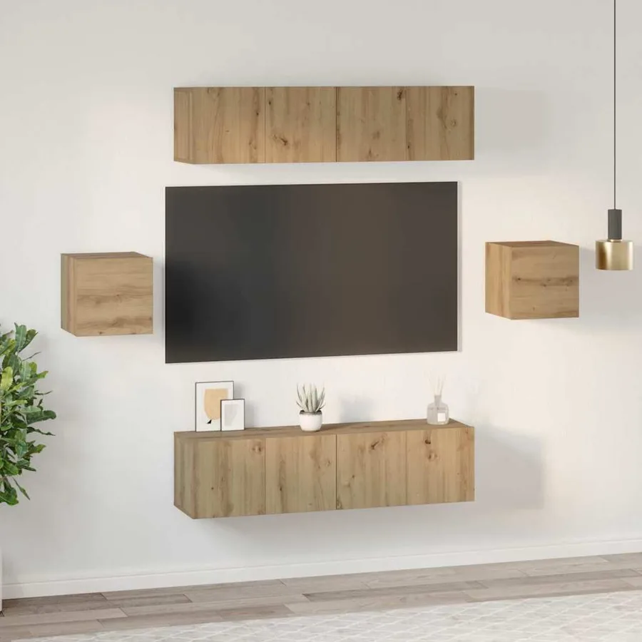 Ensemble meuble TV 6 pcs Chêne artisanal Bois d'ingénierie - 4