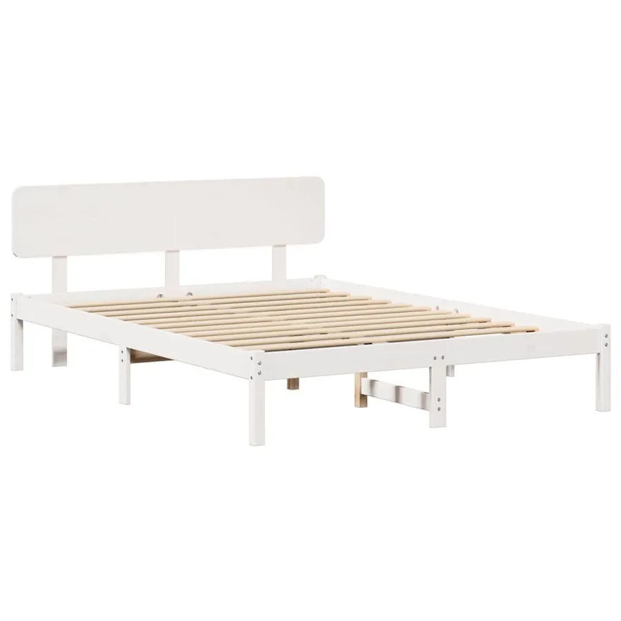 Cadre de lit avec tête de lit Blanc 200 x 200 cm Pin massif - 4