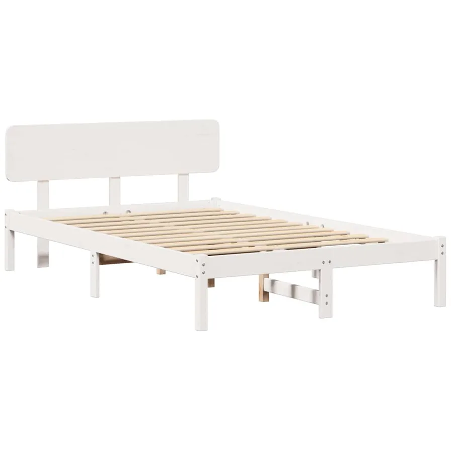 Cadre de lit avec tête de lit Blanc 135 x 190 cm Pin massif - 4