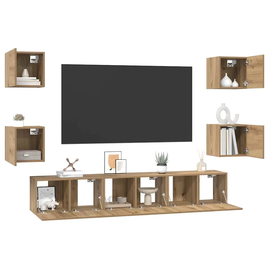 Ensemble meuble TV 7 pcs Chêne artisanal Bois d'ingénierie - 3