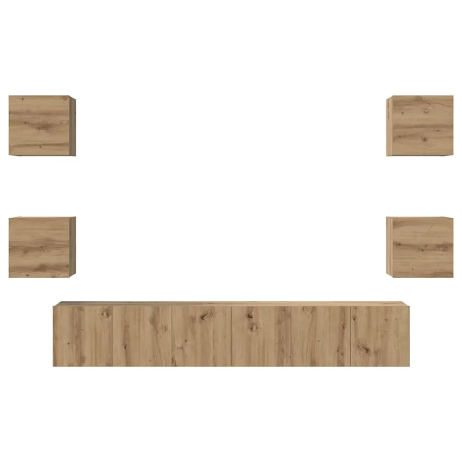 Ensemble meuble TV 7 pcs Chêne artisanal Bois d'ingénierie - 7