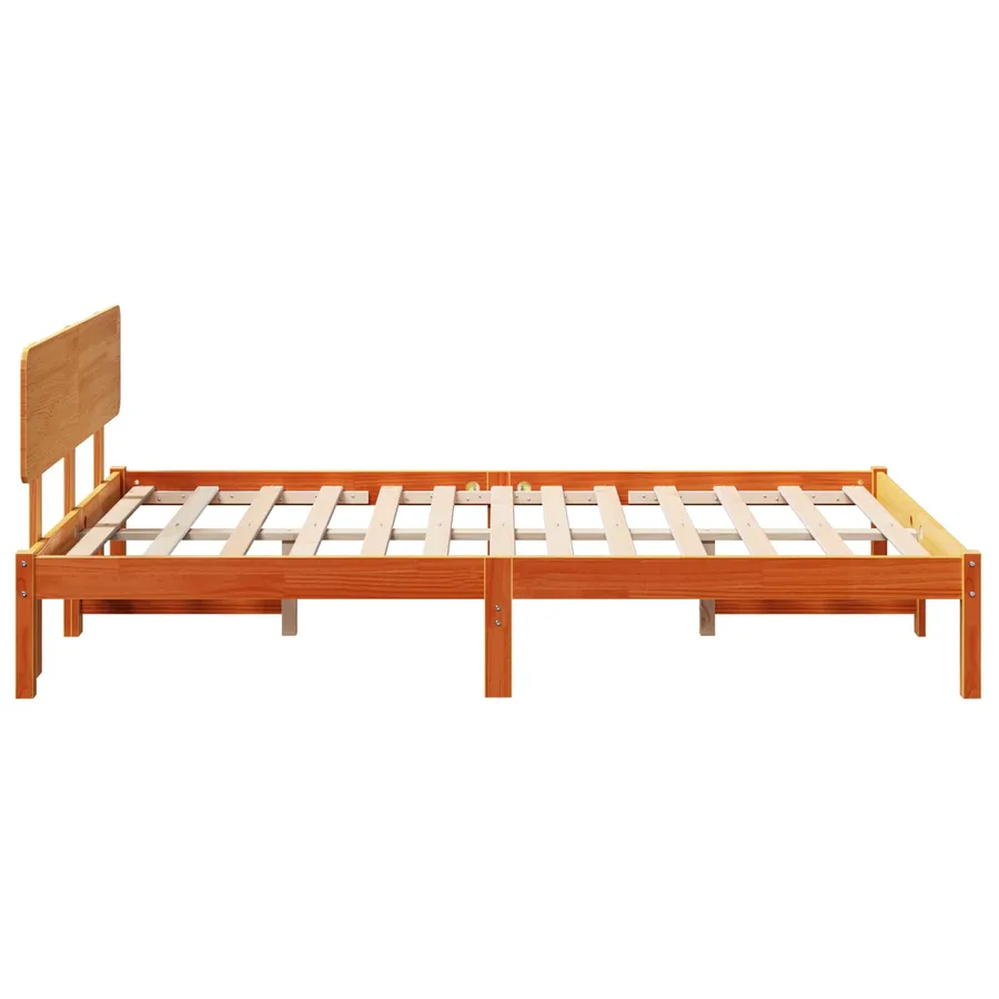Cadre de lit avec tête de lit Brun cire 120 x 200 cm Pin massif - 6