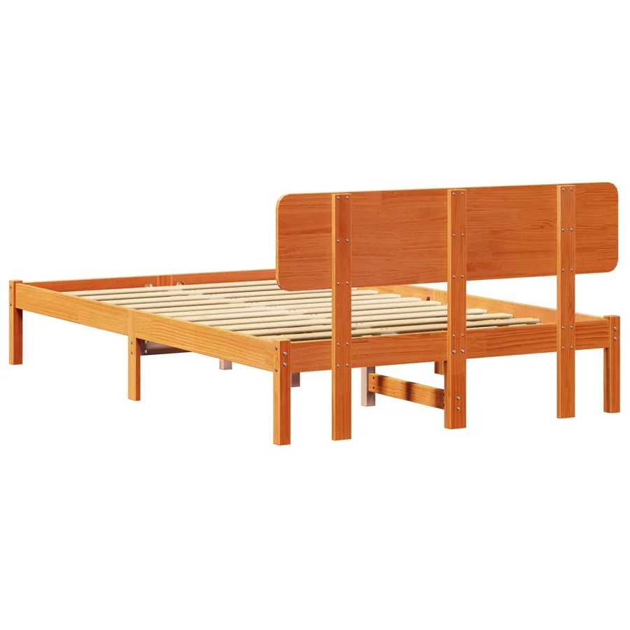 Cadre de lit avec tête de lit Brun cire 120 x 200 cm Pin massif - 8