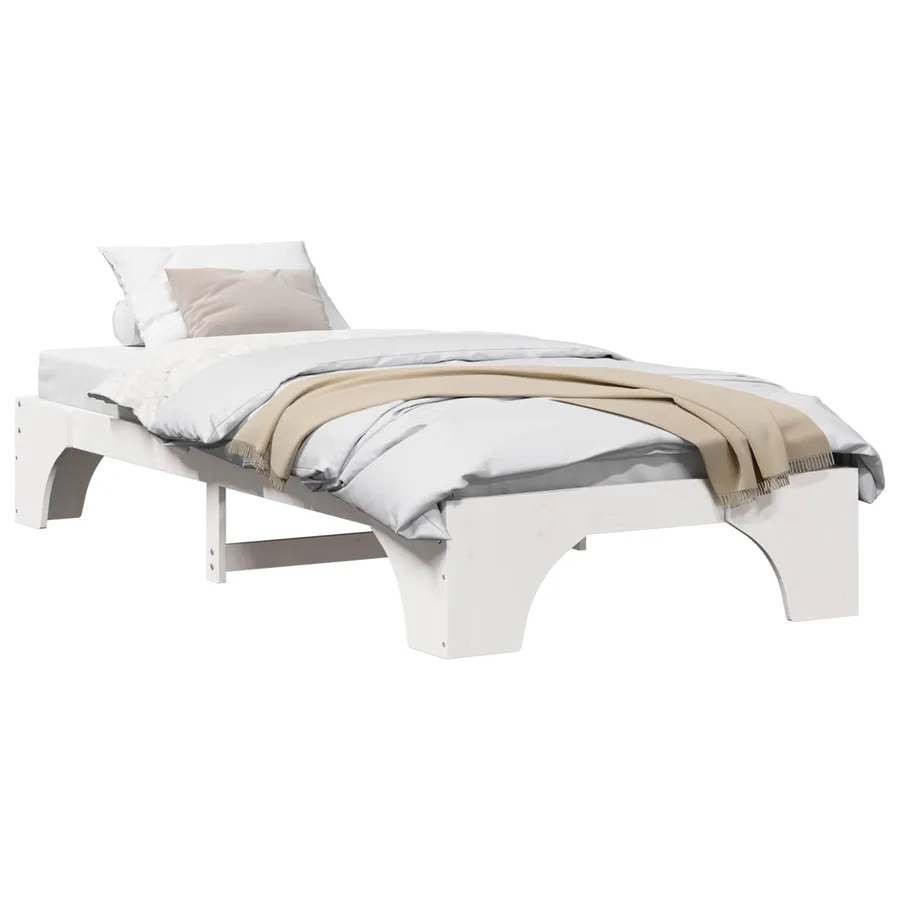 Cadre de lit Blanc 90 x 200 cm Pin massif - 2