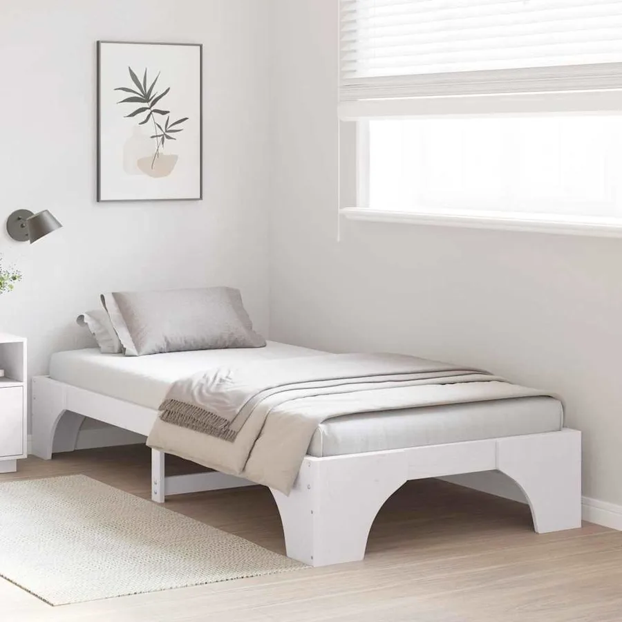Cadre de lit Blanc 90 x 200 cm Pin massif - 3