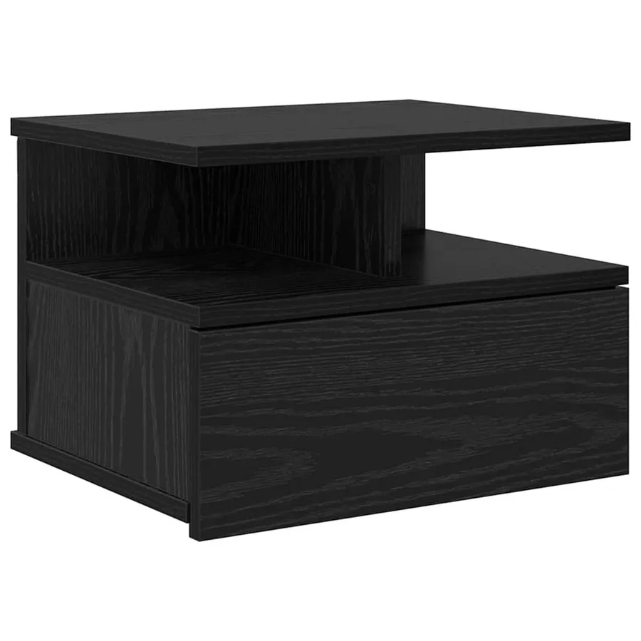 Table de nuit flottante avec tiroir Chêne noir 40 x 31 x 28 cm - 2