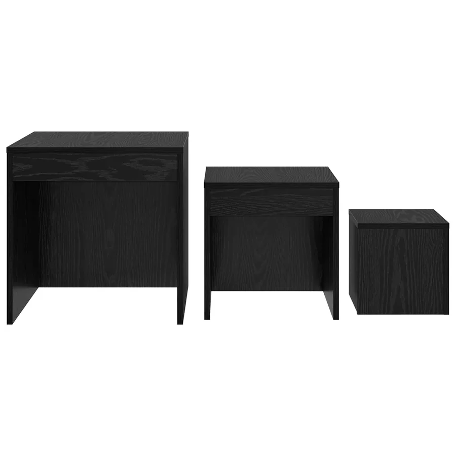 Table basse 3 pcs Chêne noir Bois d'ingénierie - 5