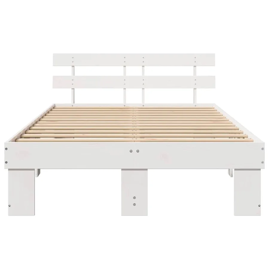 Cadre de lit avec tête de lit Blanc 140 x 190 cm Pin massif - 5