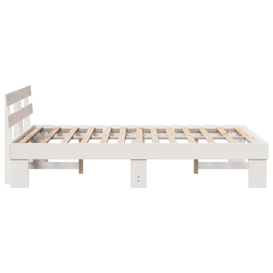 Cadre de lit avec tête de lit Blanc 140 x 190 cm Pin massif - 6