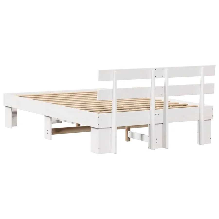 Cadre de lit avec tête de lit Blanc 140 x 190 cm Pin massif - 7