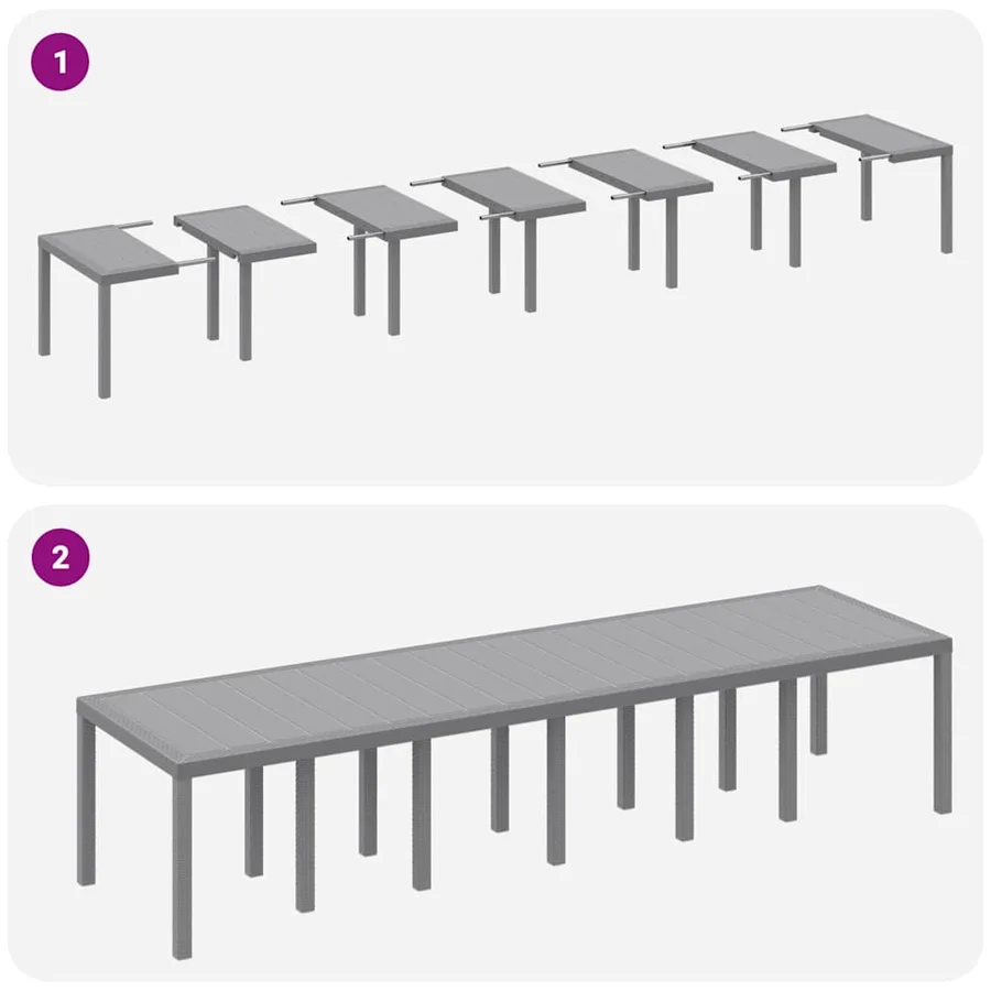 Ensemble de salle à manger pour jardin 13 pcs Gris clair - 10