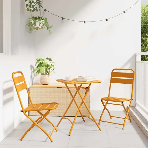 Chaise de jardin pliante 2 pcs Moutarde 42 x 52 x 82 cm