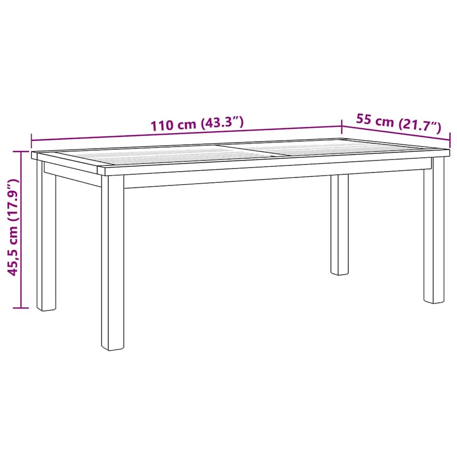 Table basse Marron 110 x 55 x 45 cm Bois de teck massif - 8