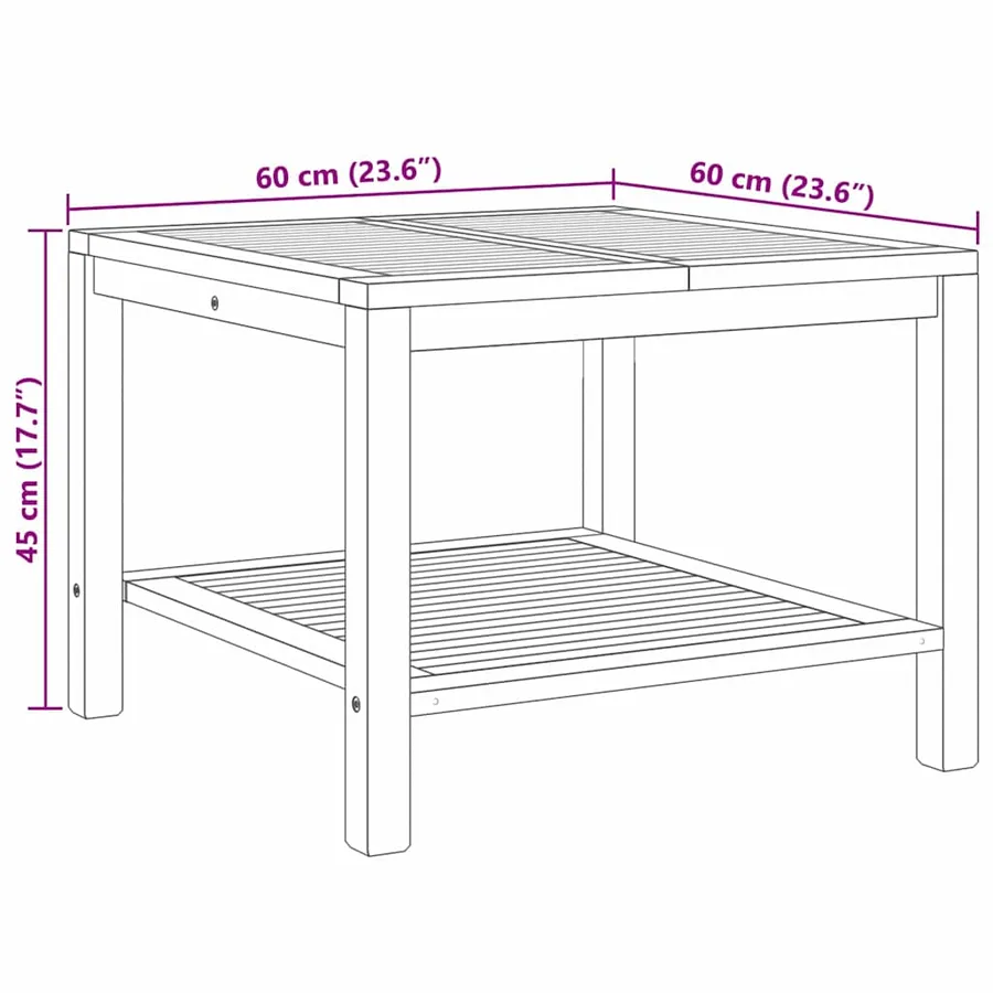 Table basse Marron 60 x 60 x 45 cm Bois de teck massif - 8