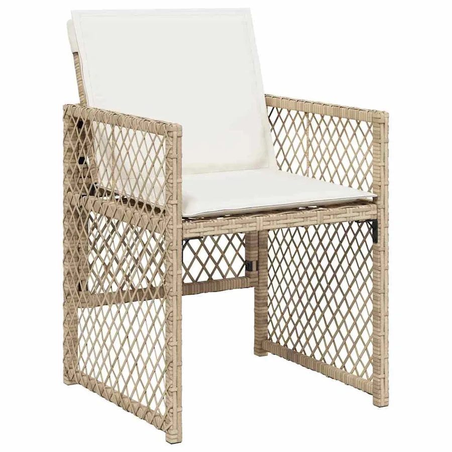 Ensemble à manger de jardin et coussins 9 pcs beige Poly rotin - 4