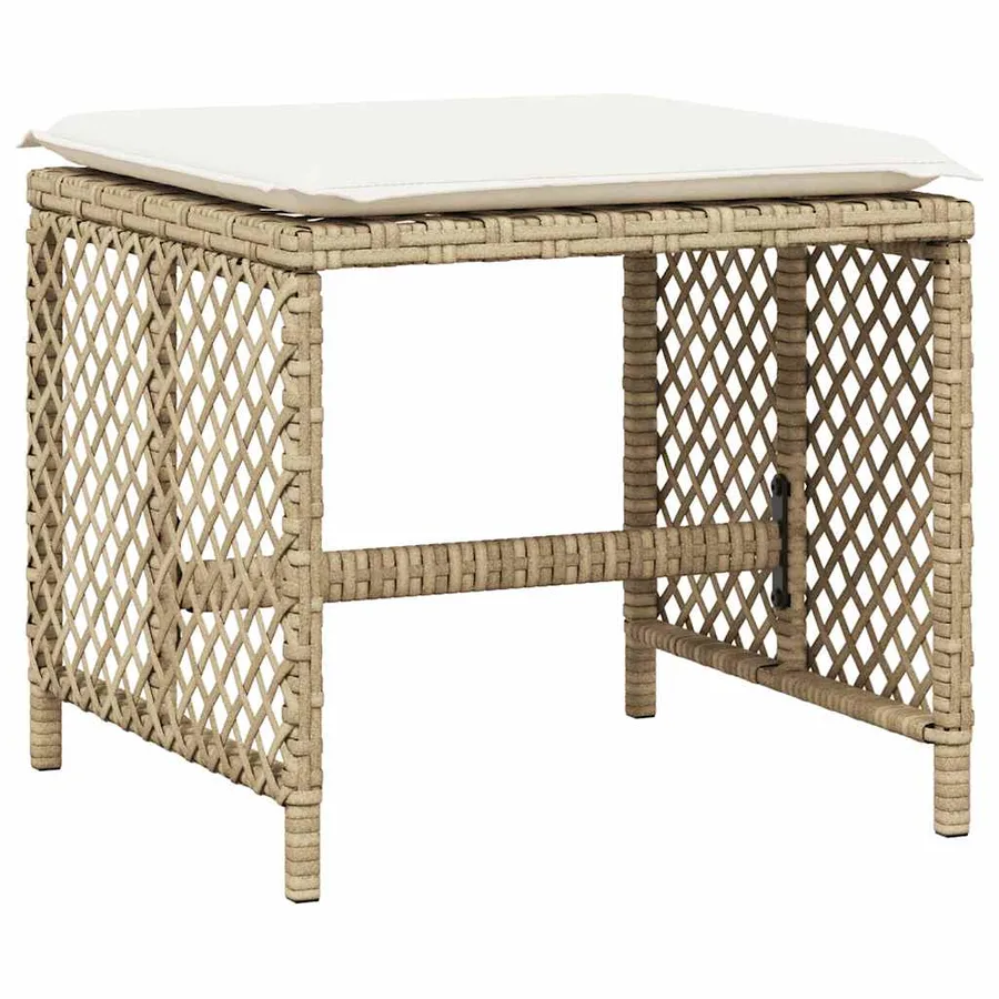 Ensemble à manger de jardin et coussins 9 pcs beige Poly rotin - 5