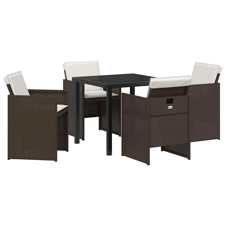 Ensemble de salle à manger pour jardin 5 pcs Marron polyrotin - 2