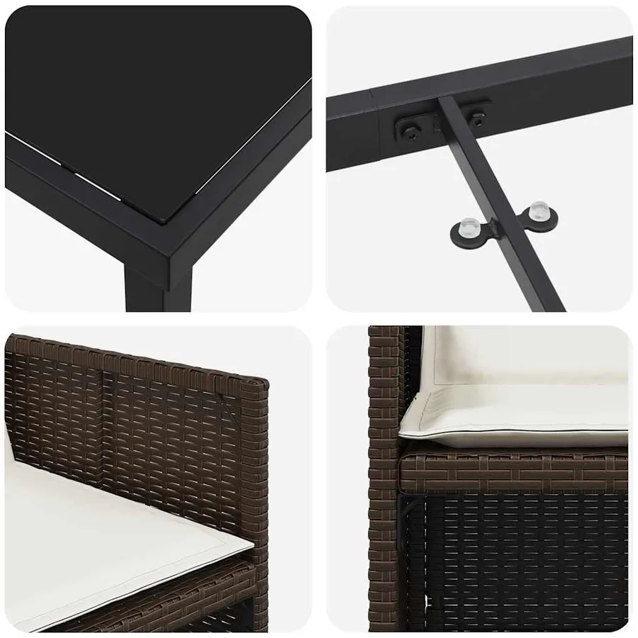 Ensemble de salle à manger pour jardin 5 pcs Marron polyrotin - 9