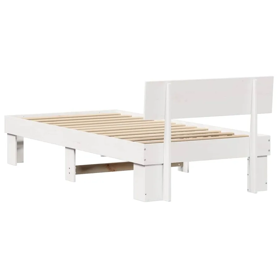 Cadre de lit avec tête de lit Blanc 75 x 190 cm Pin massif - 7