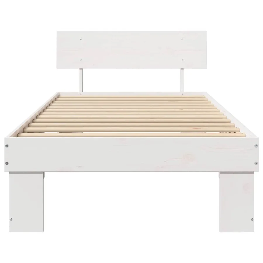 Cadre de lit avec tête de lit Blanc 100 x 200 cm Pin massif - 5
