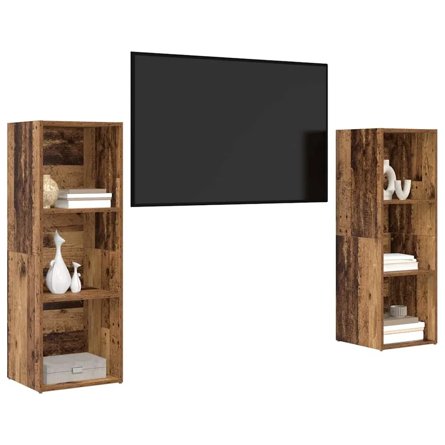 Ensemble meuble TV 2 pcs Bois Ancien 107 x 35 x 37 cm - 3