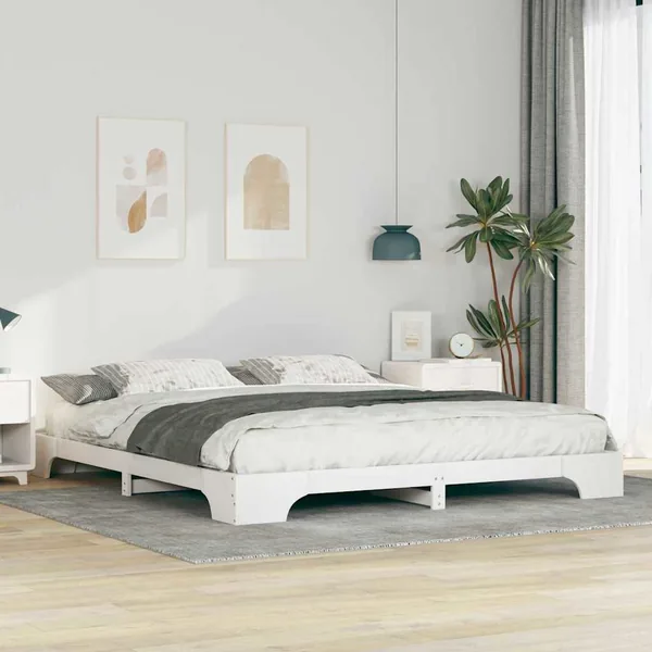 Cadre de lit Blanc 200 x 210 cm Pin massif