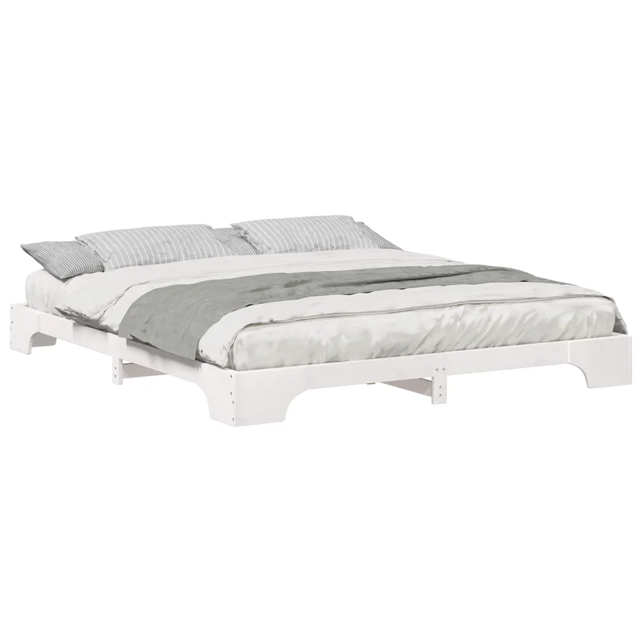 Cadre de lit Blanc 200 x 210 cm Pin massif - 2