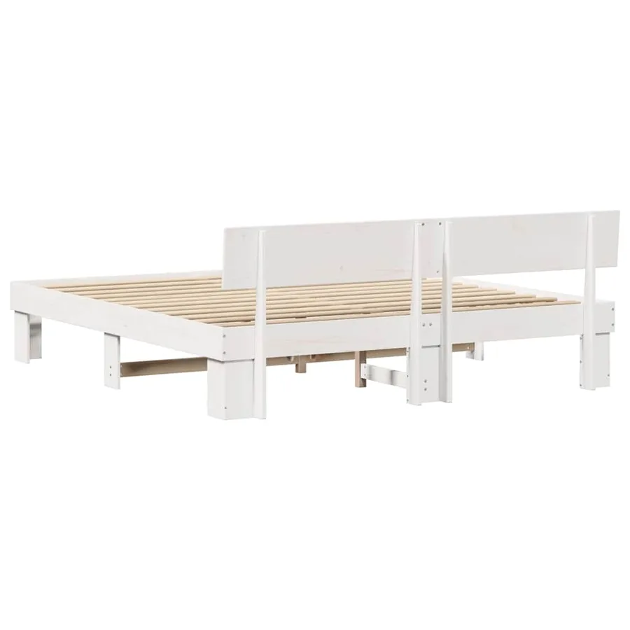 Cadre de lit avec tête de lit Blanc 200 x 200 cm Pin massif - 7