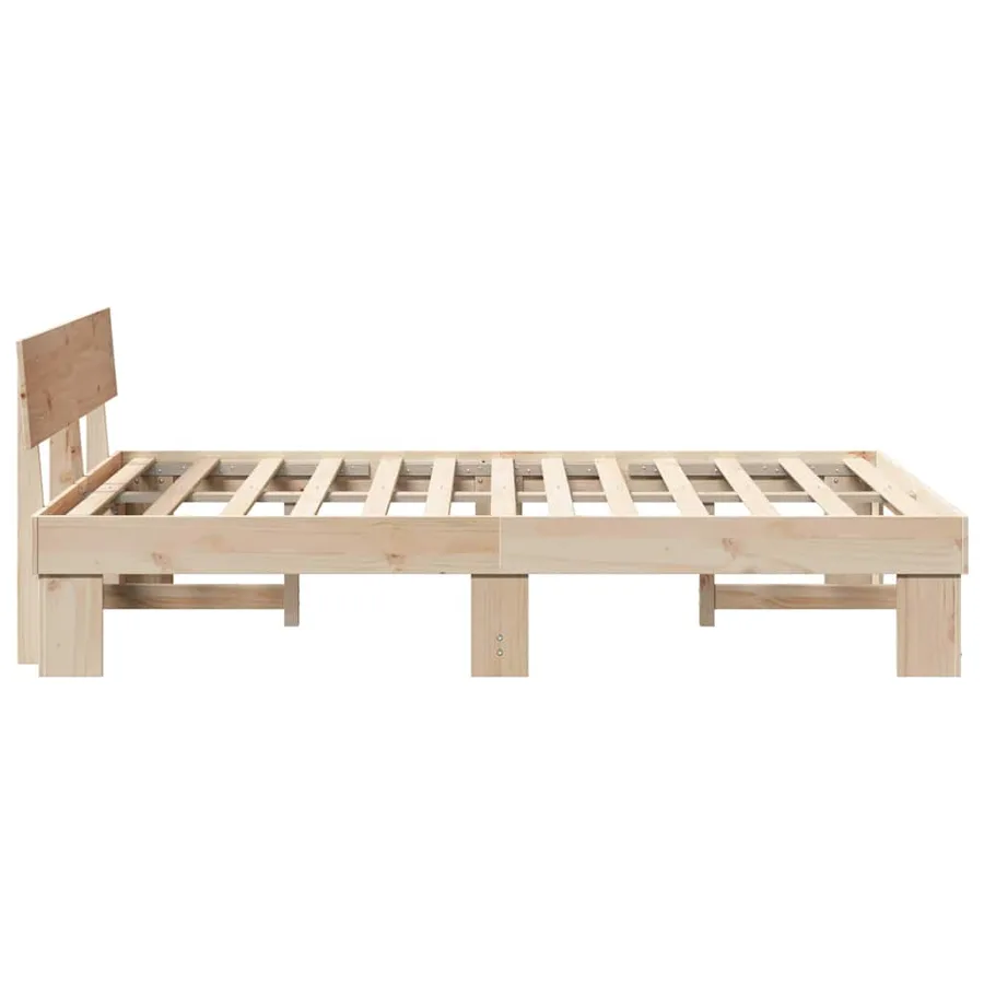 Cadre de lit avec tête de lit Naturel 135 x 190 cm Pin massif - 6