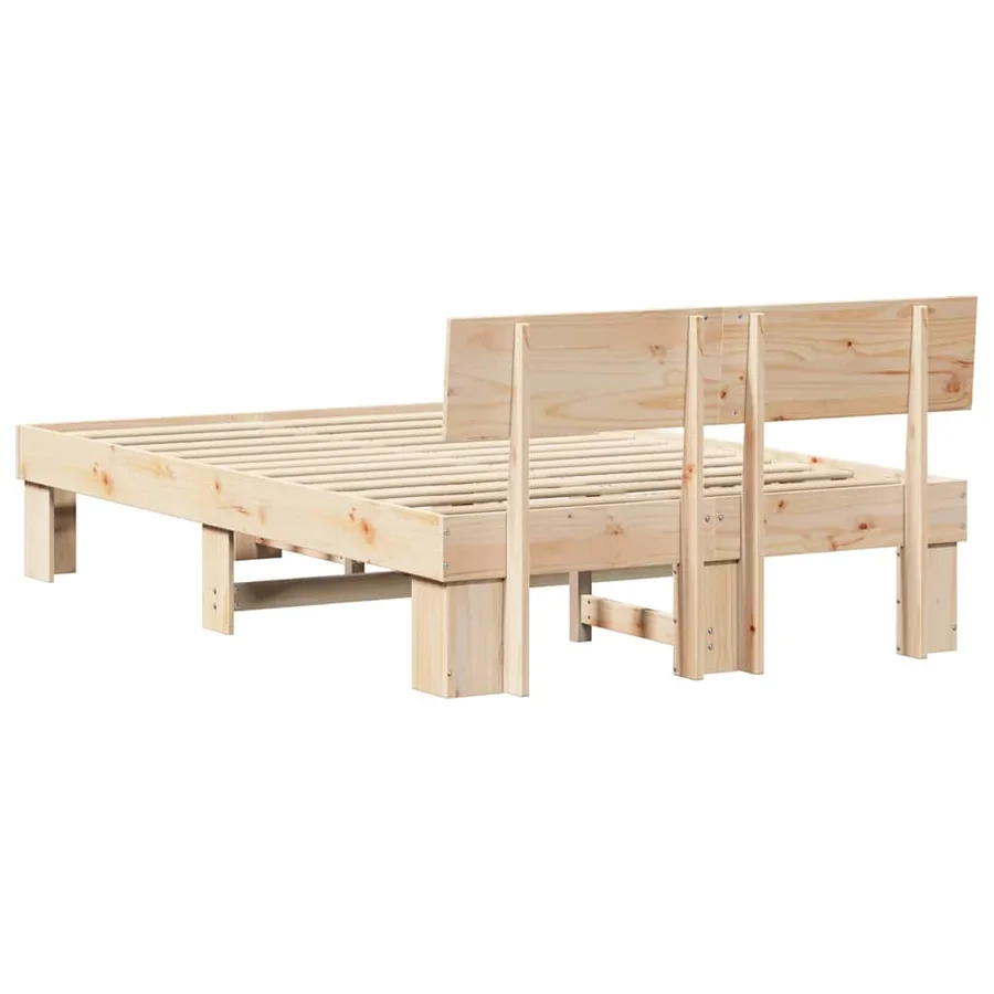 Cadre de lit avec tête de lit Naturel 135 x 190 cm Pin massif - 7