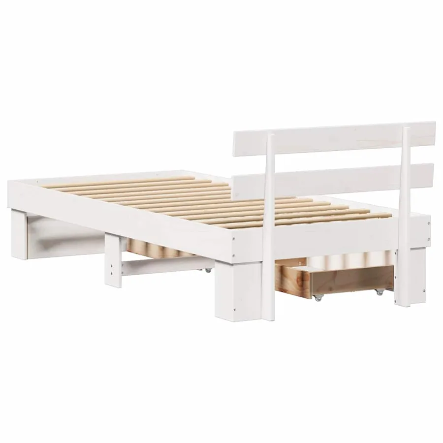 Cadre de lit avec tête de lit Blanc 90 x 190 cm Pin massif - 10