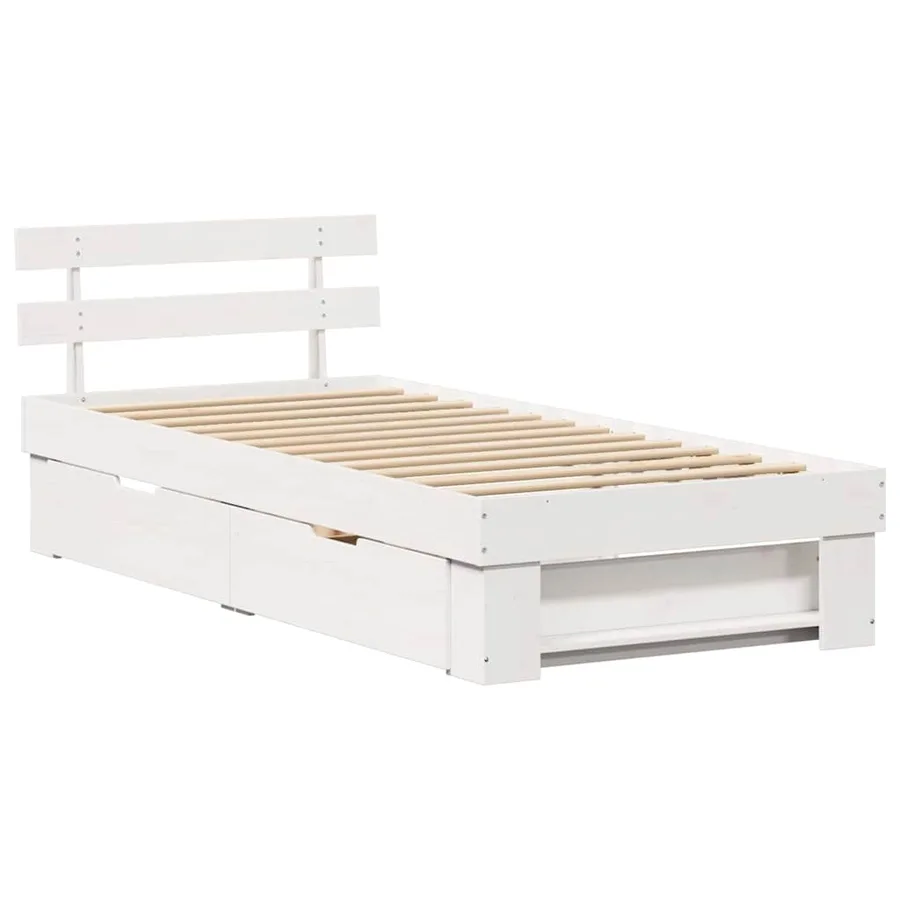 Cadre de lit avec tête de lit Blanc 90 x 190 cm Pin massif - 5
